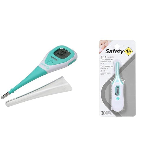 Safety 1st 3-in-1 Thermometer Bundle with Rapid Read & Analog Nursery Thermometers, Aqua