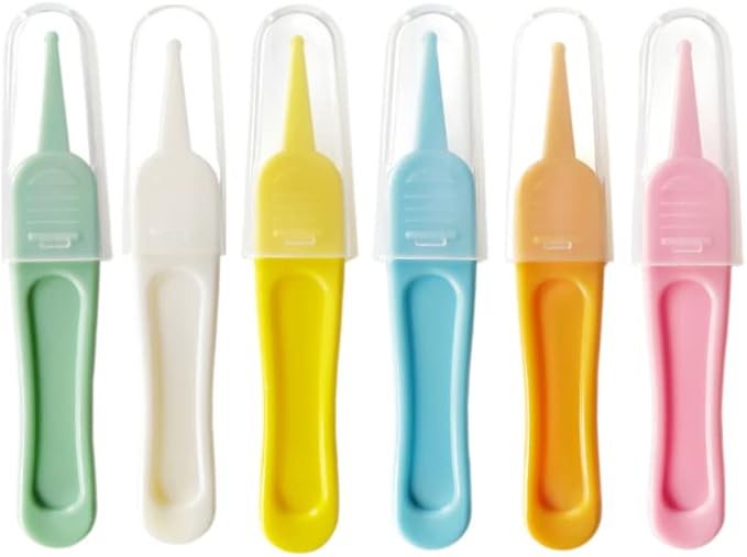 6 PCS Nose Cleaning Tweezer with Plastic Round-Head Ear Nose Navel Cleaner Clip for Care