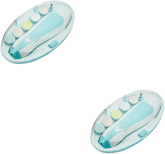 Magik 1-2 Pack Electric Baby Nail Trimmer Safe File Clipper Manicure Toe Care Set (2 Pack, Blue)