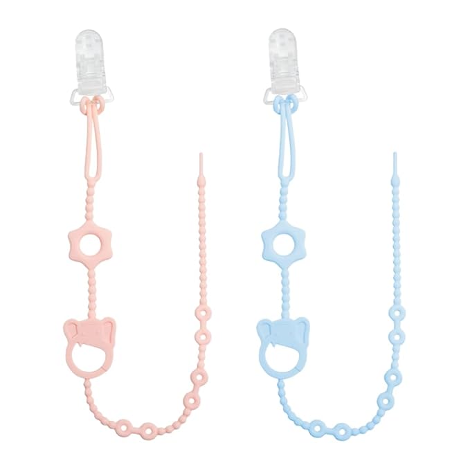 Elephant Silicone Baby Pacifier Leashes Pink Blue