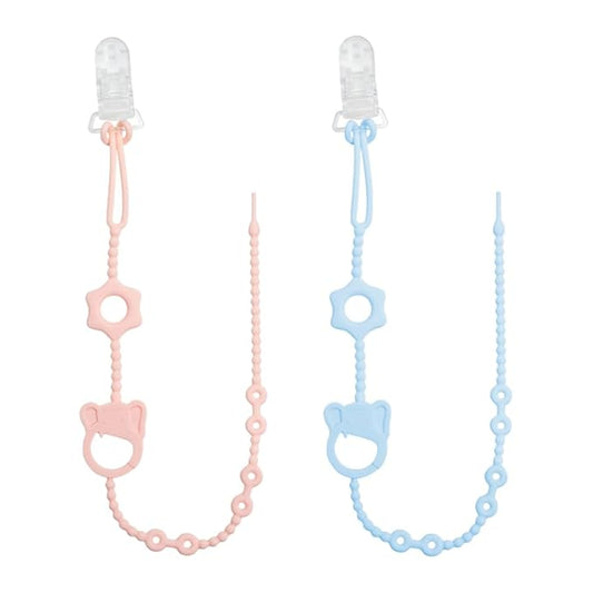 Elephant Silicone Baby Pacifier Leashes Pink Blue