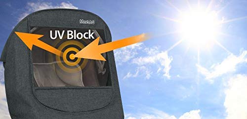 Manito Melange Infant Car Seat Weather Shield – Universal-Fit, Clear Window, Windproof, Water-Repellent, Premium Baby Car Seat Cover for Travel & Outdoor Weather Protection (Black Grey)