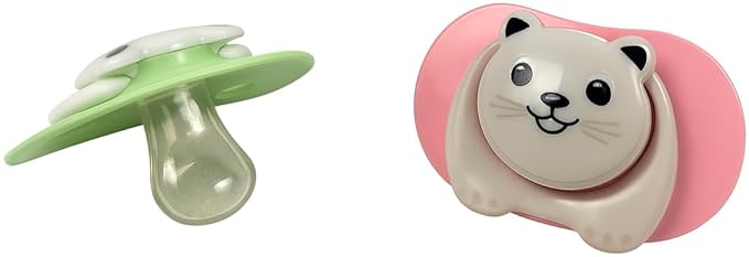 Cartoon Animal Baby Toddler & Children Natural Shaped Orthodontic Pacifier/Binky (Cat and Panda Variety Pack)