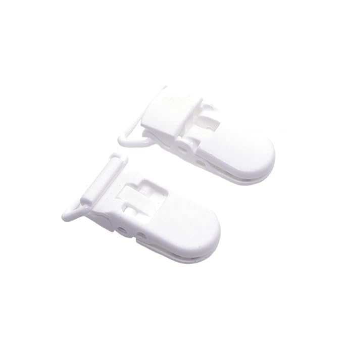 25Pcs Pacifier Clips Holders Suspender Mitten Binky Clip for DIY Dummy Chain Baby Blankets Bib Holder Suit for 20mm Ribbon (White)