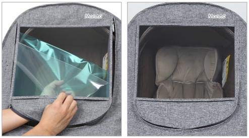 Manito Melange Infant Car Seat Weather Shield – Universal-Fit, Clear Window, Windproof, Water-Repellent, Premium Baby Car Seat Cover for Travel & Outdoor Weather Protection (Black Grey)