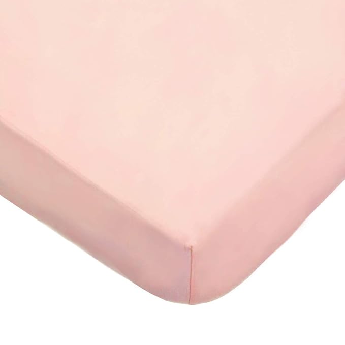 American Baby Company 100% Natural Cotton Fitted Pack and Play Sheet 39" x 27" - Soft & Breathable Pack N Play Sheet for Playpen, Playard & Mini Crib Mattress, Blush Pink, for Boys & Girls