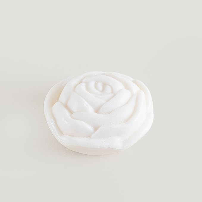 Chakra New Rose Floral Pattern Plant-Based Soap Bar - Gentle for Face & Hair, Suitable for Acne-Prone Skin, Skin Balancing & Refreshing Cleanser, 3.52 oz, White