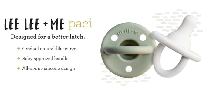 Lee Lee and Me Newborn Pacifier 2-Pack - Powder & Blush - 100% Medical Grade Silicone Paci - Breast-Like Nipple for Natural Latch - Size 0-18 Months