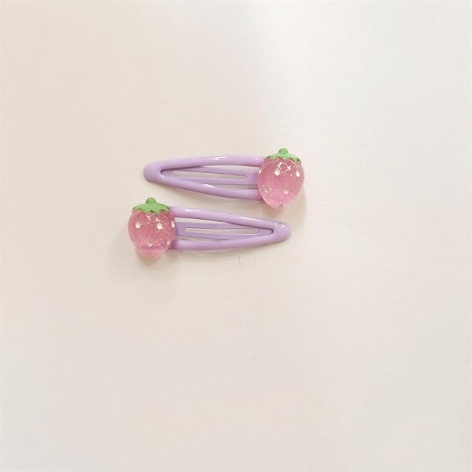 Strawberry Snap Clips Baby Girls Fruit Hair Bow Clips Strawberry Hair Ring Tie BBW24 (6 Pcs-C3)