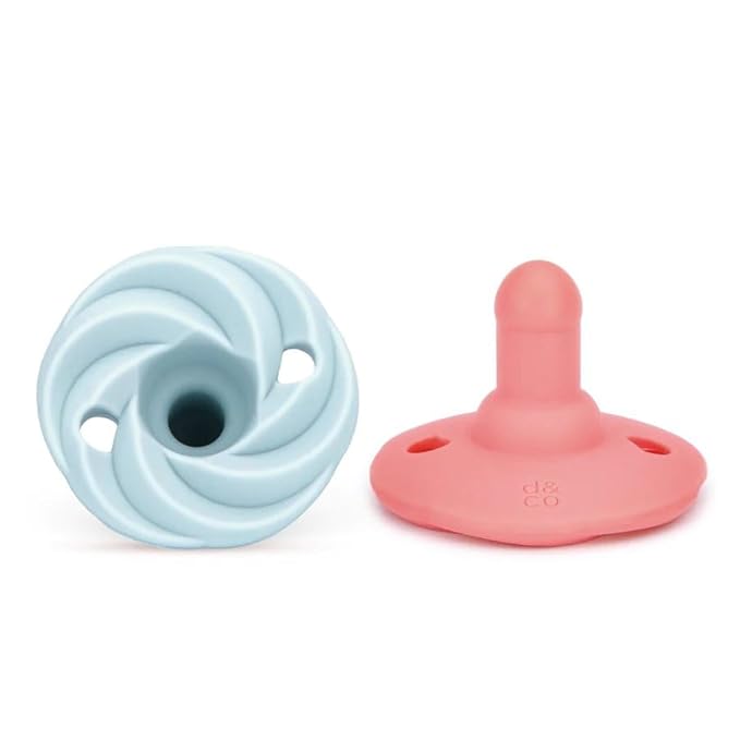 Doodle & Co. Holland Classic Pacifier for New Born Babies | BPA Free Natural Nipple Shape 100% Silicone for Infants | Helps Promote Healthy Oral Development | 0-3 Months | Peach/Cloud 9