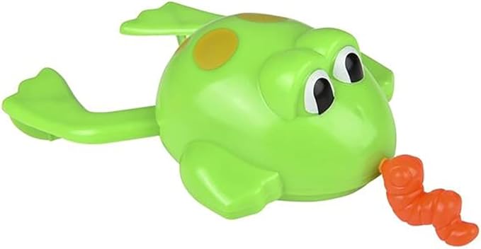 Pull-String Floating Frog Bath Toy for Kids, Bath, Baby Shower, Birthday, Pool Activity, Party Favors, 6.5" Inch (2-Pack)
