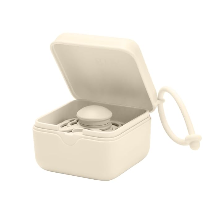BIBS Pacifier Box with Loop for Storing & Carrying Soothers | 100% BPA Free Material | Designed & Made in Denmark | Ivory