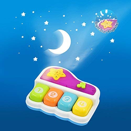 WEofferwhatYOUwant Baby Piano – Interactive Musical Toy for Babies 6+ Months with Lights Lullabies and 4 Play Modes, BPA-Free Portable Keyboard with Auto Shutoff Night Star Projector Gift for Toddlers