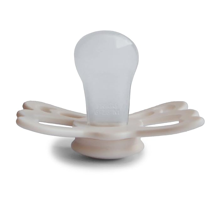 FRIGG Butterfly Anatomical SilkySoft Silicone Baby Pacifier | Made in Denmark | BPA-Free (Cream/Blush, 6-18 Months)