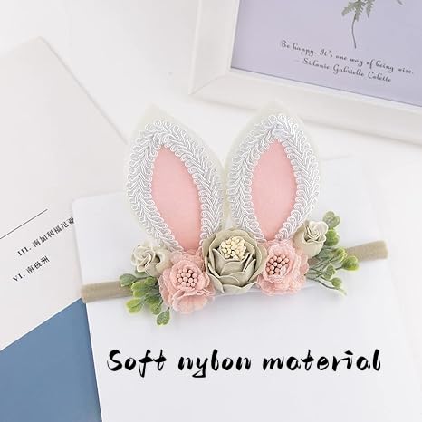 Baby Girl Floral Easter Bunny Nylon Headband Flower Elastic Hairband Bows Wraps For Newborn Infant Toddler Hair Accessories (RT004)