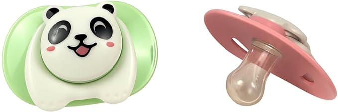 Cartoon Animal Baby Toddler & Children Natural Shaped Orthodontic Pacifier/Binky (Cat and Panda Variety Pack)