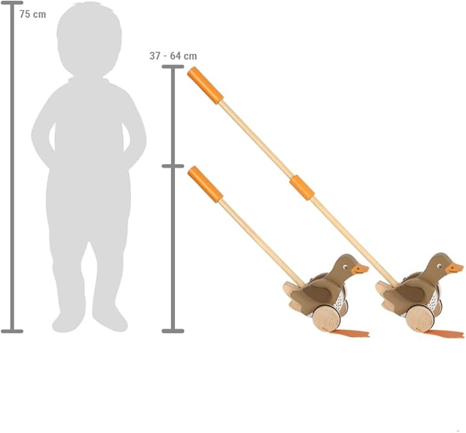 small foot Push Duck with Moving Head, Wood, Learning to Walk, 18 Months, 12493