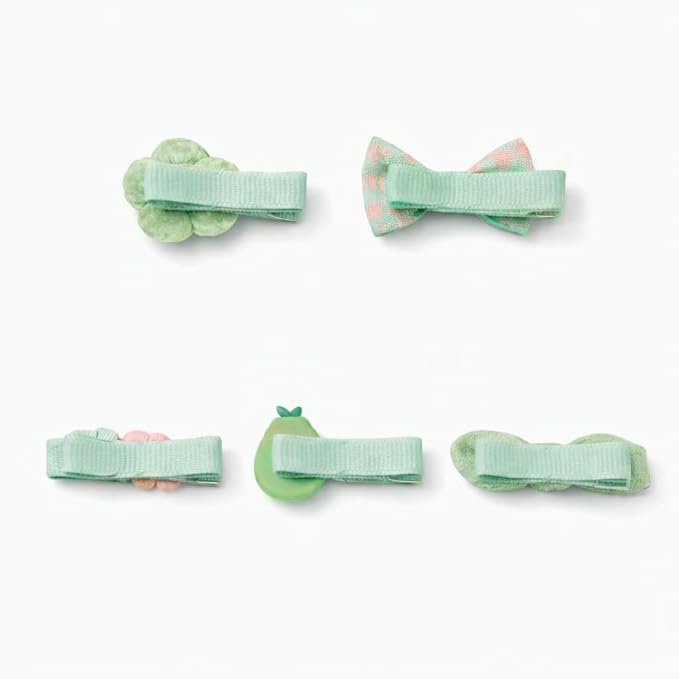 Baby Girl Hair Clips Non Slip for Thin to Thick Hair - No Damage Soft Barrettes for Newborn Infant Toddler - Cute Cartoon Hair Accessories Set (Avocado)