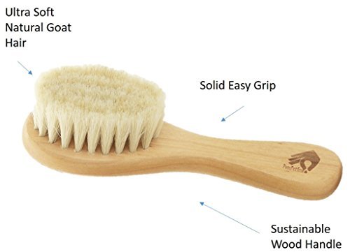 Natural Soft Newborn Baby Brush Set – Goat Hair Bristles with Eco-Friendly Wood Handle | Wooden Infant Cutie Comb by PomPerfect