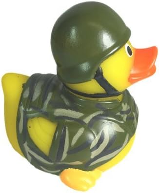 3" Rubber Duck [Sealed Hole, Floats Upright] - Baby Safe Bathtub Bathing Toy - Soldier Rubber Duck