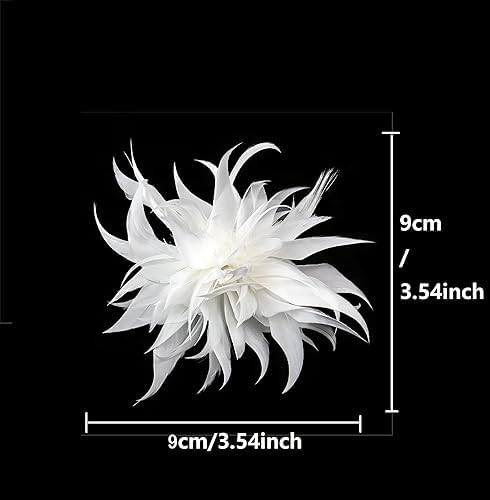 Multi-functional Feather Flower Hair Clip Pin for Women Girl Feather Brooch Corsage for Hat Bag Dress Party Christmas Decoration(Green)