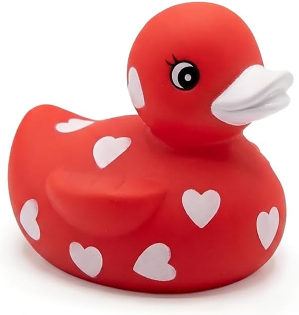 3" Rubber Duck [Squeaky, with Hole] - Baby Safe Bathtub Bathing Toy - Valentines Sweetheart Rubber Duck