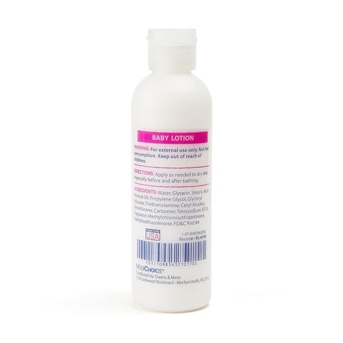 MediChoice Baby Lotion Hypoallergenic and Moisturizing Formula for Sensitive Skin Fresh Scent Flip Top Bottle pH-balanced for Gentle Hydration 4 oz. BL4040 Case 96