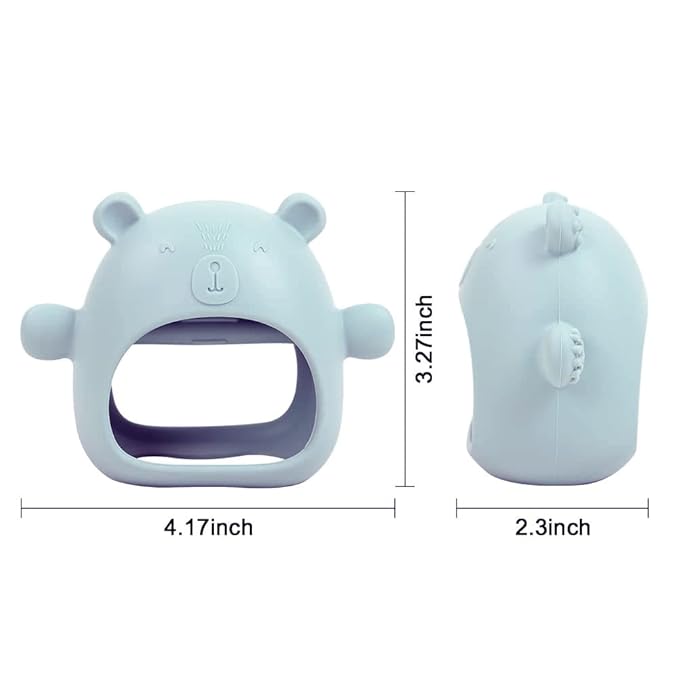 Bear Mitten Baby Teether, Anti-Drop Teething Toy for Babies 3+ Months, Silicone Teether for Baby Teething Relief, Infant Toy for Sucking Needs, BPA Free(Blue)