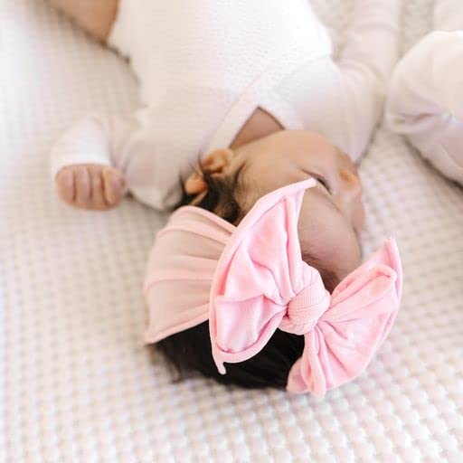 Baby Bling Bows Newborn to Little Girls Hair Bow - FAB-BOW-LOUS Headbands Toddlers Hair Accessories, Made in the USA, One Size (2 Pack - pink + white)