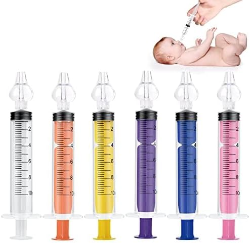 Vicloon Baby Nasal Irrigator, 6PCS Nasal Syringe for Baby, Syringe Nasal Irrigator with Cleanable and Reusable Silicone Nasal Suction Tip forIrrigation, Nasal Spray, Nasal Hygiene（Color）