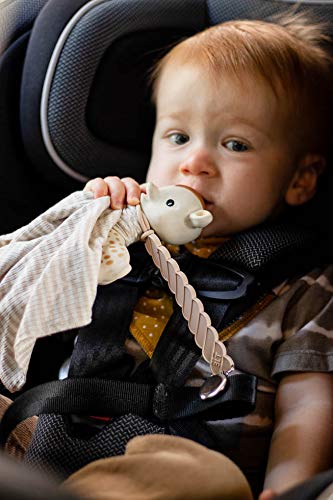 Three Little Tots All Silicone Modern, Short and Safety Tested Pacifier Clip (Tan, Twist)