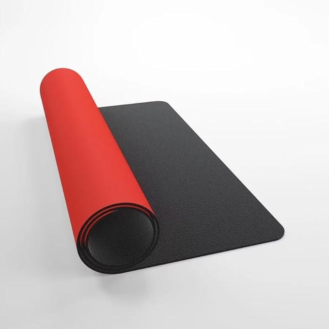 Gamegenic Prime Playmat – Red Color, 61 x 35 cm Soft Cushioned Natural Rubber Playmat with Anti-Slip Back & Silver Foil Logo, Premium Surface for Card Games, Dice, and Desk Protection