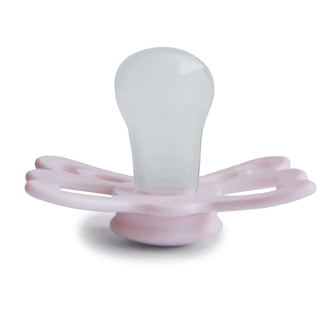 FRIGG Butterfly Anatomical SilkySoft Silicone Baby Pacifier | Made in Denmark | BPA-Free (White Lilac/Twilight Mauve, 6-18 Months)