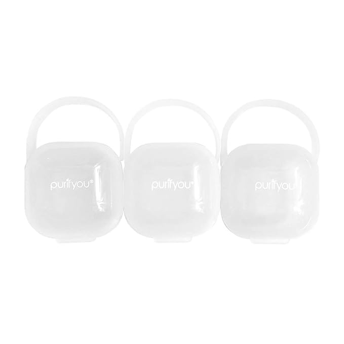 purifyou BPA-Free baby pacifier holder & Nipple Shield Cases - Set of 3 Clear Pacifier case for diaper bag & Stroller - Pacifier Box for Travel - Keeps Baby’s Binkies Clean and Accessible