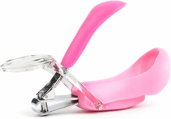 Primo Passi Baby Nail Clipper with Magnifier – Infant & Toddler Nail Trimmer with 5X Magnifying Glass, Safe Baby Nail Care Grooming Tool (Pink)