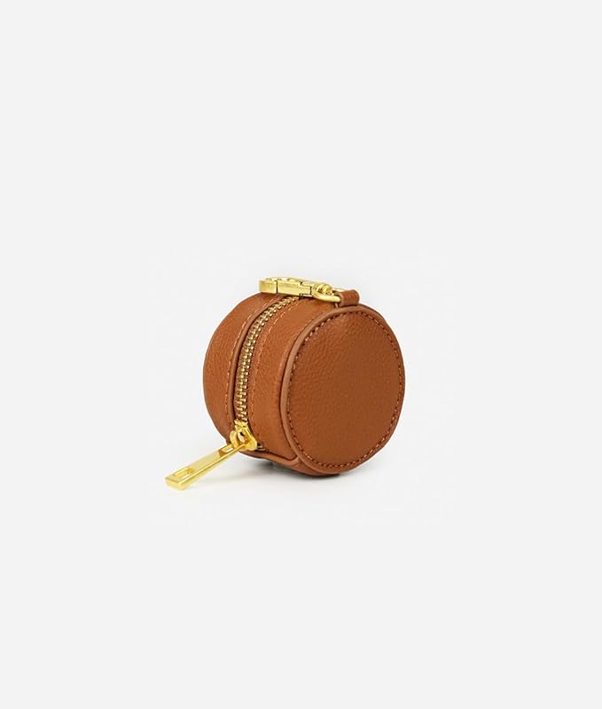FAWN DESIGN The Paci Case, Brown Pacifier Holder, Premium Pebbled Faux Leather Paci Holder, Insulated Pacifier Case with Zipper and Clip, Fits Most Standard Size Pacifiers, 2.25 x 2.25 inches