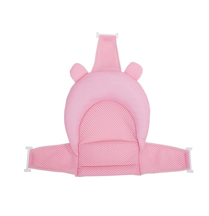 Baby Flotation Bath Cushion Infant Bath Seat Support Net Newborn Bathtub Mesh Pad with Pillow Baby Shower Lie Seat Toddler Bathing Shower Breathable Mat for 0-24 Months