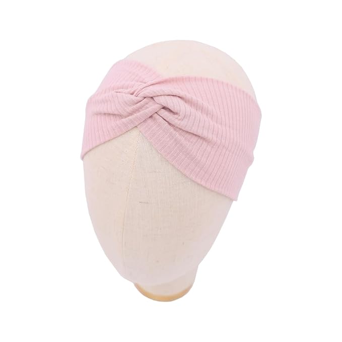 Sugarmelon Mommy and Me Headband Set Mother Baby Matching Turban Headbands for Toddler Baby Girls Women Scrunchies Hair Bow Hairbands (Dusty Pink/Snow)