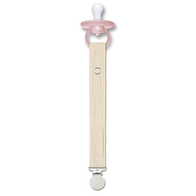 Baby Pacifier Clip Leash Holder Unisex for 4 Pack Gift Set with Neutral Solid Colors ;Soft Linen Pacifier Clips ; Fabric Pacifier Strap with Clip Keeps Pacifiers & Teethers in Place