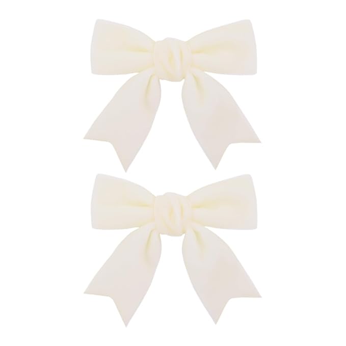 2 Pcs Cute Cream Velvet Hair Bow Clips 3" Bowknot Alligator Clip Barrettes Hairpins for Baby Girl Kids Accessories