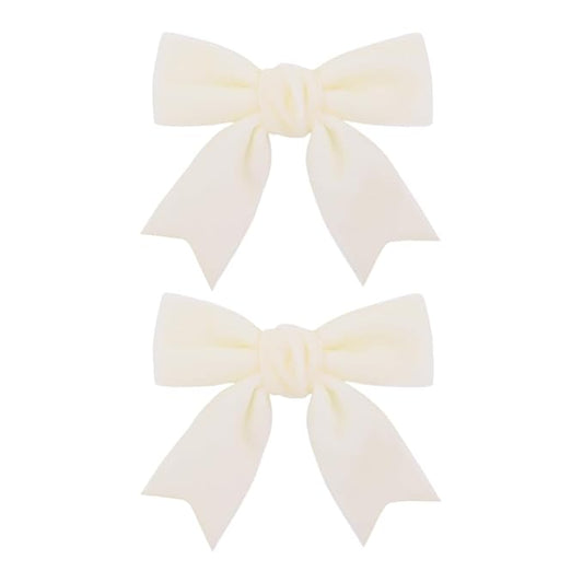 2 Pcs Cute Cream Velvet Hair Bow Clips 3" Bowknot Alligator Clip Barrettes Hairpins for Baby Girl Kids Accessories