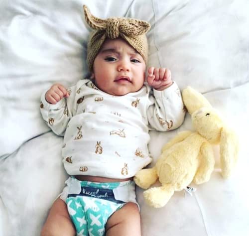 Turban Headband Baby Girl - Warm Rabbit Knot Hair Band Wrap Newborn Toddler Children 2Pcs (Brown+Beige, One Size)