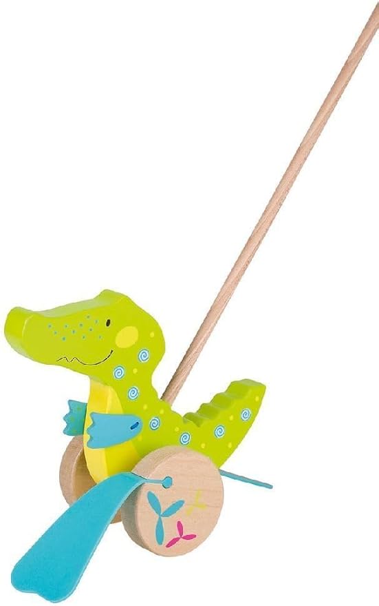 Crocodile Push Along Toy for 1+ Year Old - Wooden Toddler Walking Toy for Toddlers - Made with Love in Germany