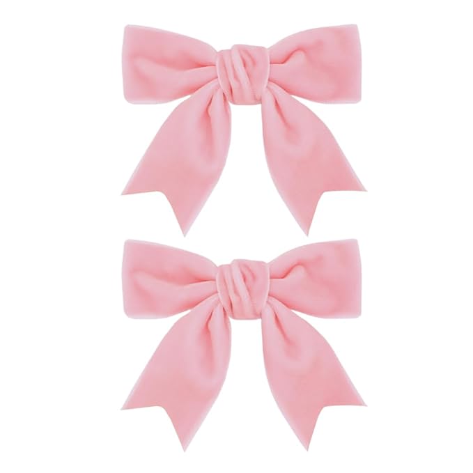 2 Pcs Cute Pink Velvet Hair Bow Clips 3" Bowknot Alligator Clip Barrettes Hairpins for Baby Girl Kids Accessories