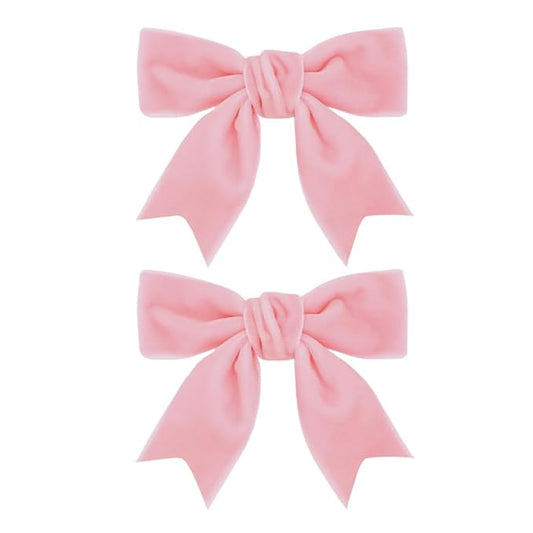 2 Pcs Cute Pink Velvet Hair Bow Clips 3" Bowknot Alligator Clip Barrettes Hairpins for Baby Girl Kids Accessories