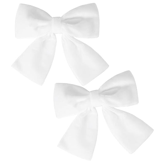 2PCS Velvet Hair Bows White Hair Ribbon Clips 4" Big Fall Alligator Clips Hair Accessories for Women Girls Toddlers Kids Baby