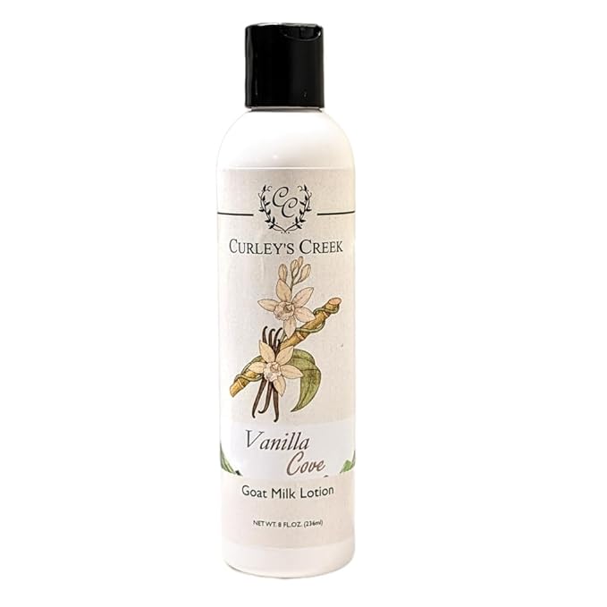 Curley's Creek Goat Milk Lotion | Vanilla Cove | Handmade Natural Skincare | 8 Ounce Bottle