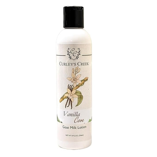Curley's Creek Goat Milk Lotion | Vanilla Cove | Handmade Natural Skincare | 8 Ounce Bottle