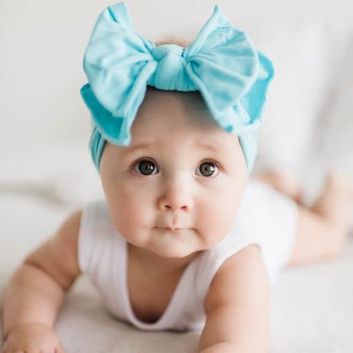 Baby Bling Bows Newborn to Little Girls Hair Bow - FAB-BOW-LOUS Headbands Toddlers Hair Accessories, Made in the USA, One Size (2 Pack - neon pink a boo + neon blue)