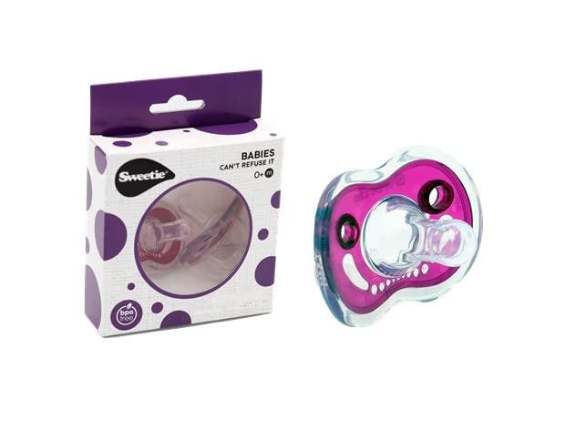 Sweetie Silicone Pacifier Refuser Soother 100% Silicone BPA Free 2 Count (Purple)